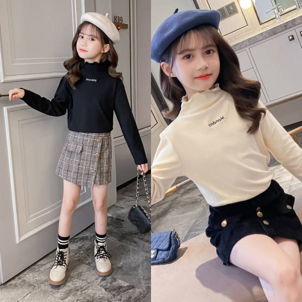 Μπλούζα με στάμπα με ψηλό γιακά για κορίτσια