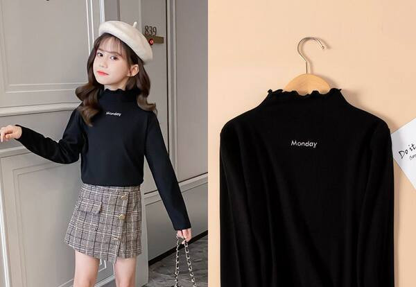 Παιδική μπλούζα - με ψηλό γιακά και επιγραφή