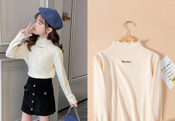 Παιδική μπλούζα - με ψηλό γιακά και επιγραφή