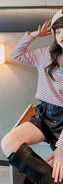 Παιδική ριγέ μπλούζα με ψηλό γιακά για κορίτσια