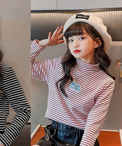 Laste kõrge kraega triibuline pluus tüdrukutele