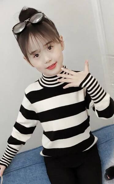 Bluza casual pentru copii pentru fete - cu guler inalt