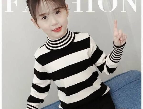 Bluza casual pentru copii pentru fete - cu guler inalt