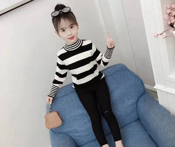 Bluza casual pentru copii pentru fete - cu guler inalt