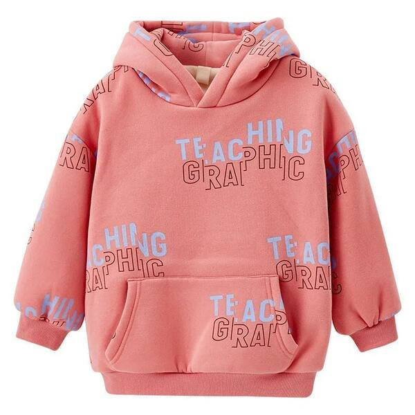 Bluză casual cu mânecă lungă cu glugă și imprimeu pentru fete