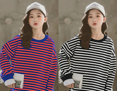 Bluză cu aplicație în dungi pentru fete