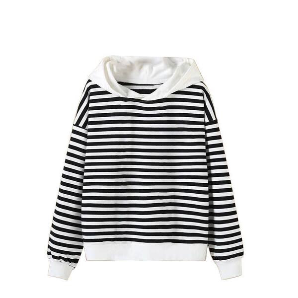 Παιδική ριγέ μπλούζα με κουκούλα για κορίτσια