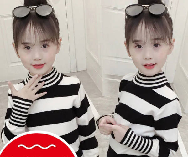 Παιδική ριγέ μπλούζα με γιακά πόλο για κορίτσια