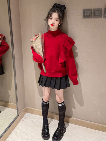 Детска модерна червена блуза 