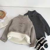 Μπλούζα με ψηλό γιακά ριγέ για κορίτσια