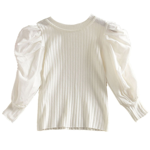 Moekas ovaalse dekoltee ja puhvis varrukatega pluus tüdrukutele