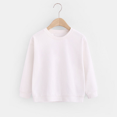 Μονόχρωμη μπλούζα για κορίτσια με οβάλ λαιμόκοψη και μακρύ μανίκι