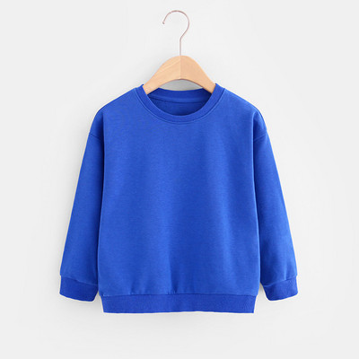 Μονόχρωμη μπλούζα για κορίτσια με οβάλ λαιμόκοψη και μακρύ μανίκι