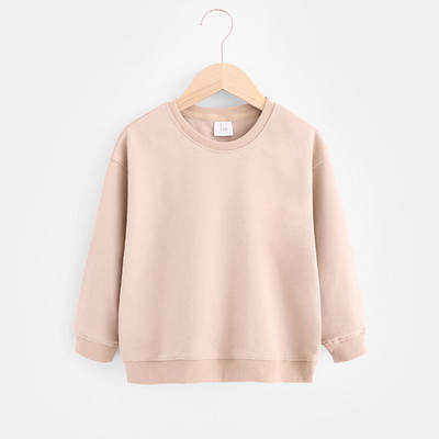 Μονόχρωμη μπλούζα για κορίτσια με οβάλ λαιμόκοψη και μακρύ μανίκι