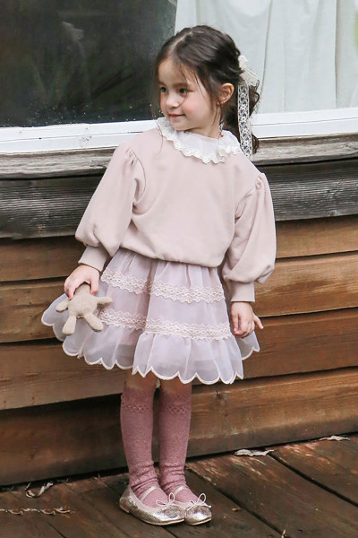 Παιδική μοντέρνα μπλούζα με δαντέλα