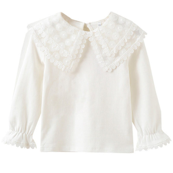 Modes blūze meitenēm ar izšuvumu un garām piedurknēm