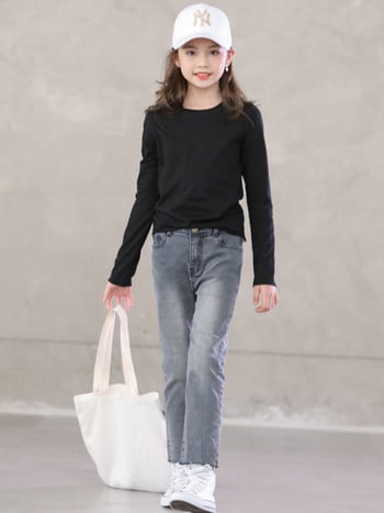Κλασικό μοντέλο μπλούζα για κορίτσια με οβάλ λαιμόκοψη και μακριά μανίκια