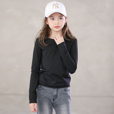 Κλασικό μοντέλο μπλούζα για κορίτσια με οβάλ λαιμόκοψη και μακριά μανίκια