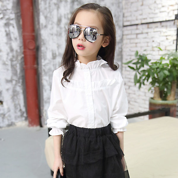 Κομψό πουκάμισο για κορίτσια με  βολάν και κούμπωμα με κουμπιά