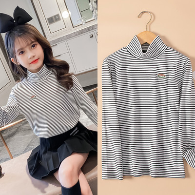 Παιδική ριγέ μπλούζα με ψηλό γιακά ζιβάγκο