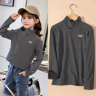 Παιδική ριγέ μπλούζα με ψηλό γιακά ζιβάγκο