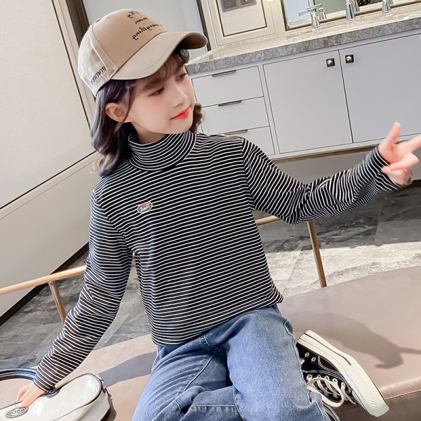 Παιδική ριγέ μπλούζα με ψηλό γιακά ζιβάγκο