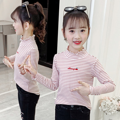 Casual Παιδική ριγέ γιακά μπλούζα ζιβάγκο για κορίτσια