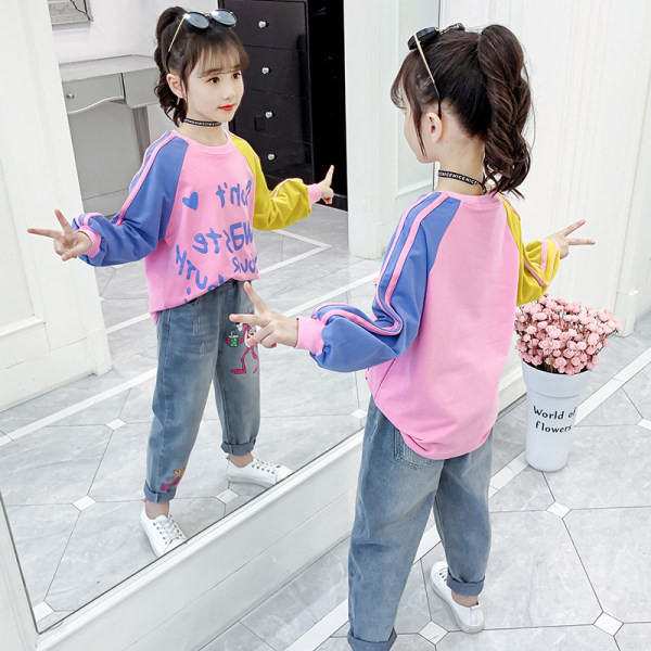 Νέο σχέδιο χρωματιστή μπλούζα για κορίτσια με επιγραφή