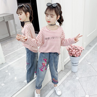 Girls Casual ριγέ μπλούζα με λαιμόκοψη