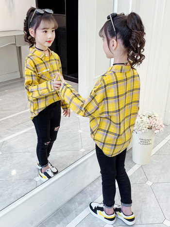 Καρό πουκάμισο για κορίτσια με κλασικό γιακά και κούμπωμα με κουμπιά