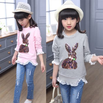Παιδική casual μπλούζα με παγιέτες για κορίτσια