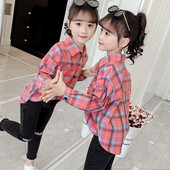 Dječja karirana košulja s klasičnim ovratnikom za djevojčice