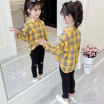 Παιδικό καρό πουκάμισο με κλασικό γιακά για κορίτσια