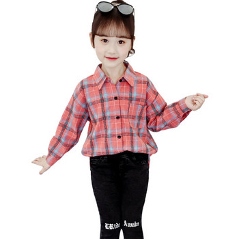 Παιδικό καρό πουκάμισο με κλασικό γιακά για κορίτσια