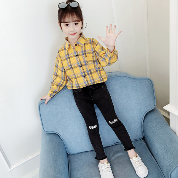 Dječja karirana košulja s klasičnim ovratnikom za djevojčice