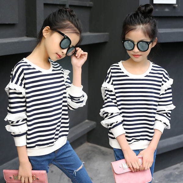 Laste pikkade varrukatega triibuline pluus tüdrukule