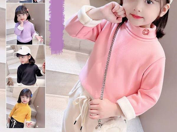 Bluza cu guler polo captusita pentru fete cu broderie