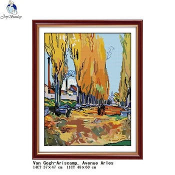 Έργα τέχνης του Van Gogh Series counted Cross stitch Kit 14CT 11CT σετ κεντήματος με μοτίβο σκηνικών Κεντήματα Ζωγραφική διακόσμησης σπιτιού