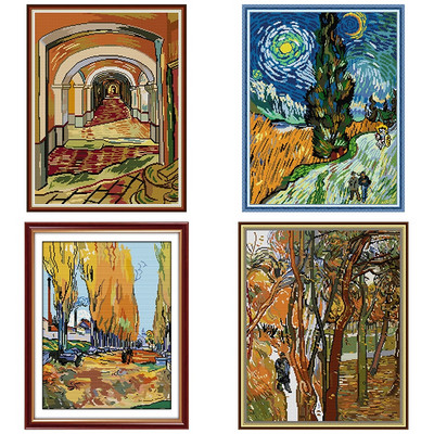 Έργα τέχνης του Van Gogh Series counted Cross stitch Kit 14CT 11CT σετ κεντήματος με μοτίβο σκηνικών Κεντήματα Ζωγραφική διακόσμησης σπιτιού