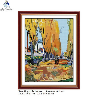 Έργα τέχνης του Van Gogh Series counted Cross stitch Kit 14CT 11CT σετ κεντήματος με μοτίβο σκηνικών Κεντήματα Ζωγραφική διακόσμησης σπιτιού