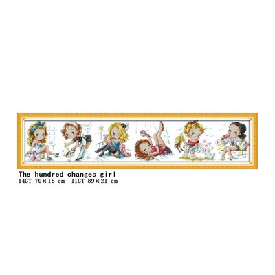 Multifilmi tegelase tüdrukute seeria mustrite seeria arv ristpiste komplekt 11CT14CT tembeldamine ristpistes DIY näputöö tikandi komplekt