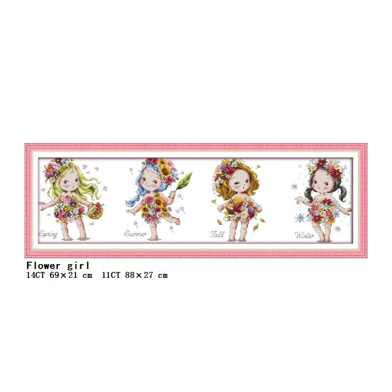 Multifilmi tegelase tüdrukute seeria mustrite seeria arv ristpiste komplekt 11CT14CT tembeldamine ristpistes DIY näputöö tikandi komplekt