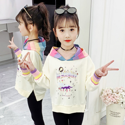 Καθημερινή παιδική μπλούζα με κουκούλα - λευκό και ροζ χρώμα