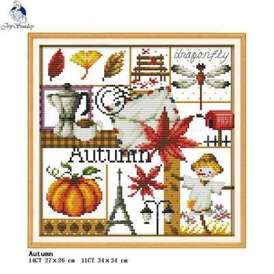 Κινέζικο σετ κεντήματος με σταυροβελονιά 14 καρατίων 11 καρατίων σετ κεντήματος με μοτίβο τεσσάρων εποχών μετρημένο και με στάμπα