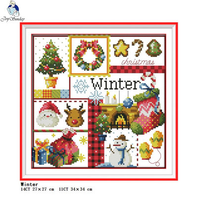 Κινέζικο σετ κεντήματος με σταυροβελονιά 14 καρατίων 11 καρατίων σετ κεντήματος με μοτίβο τεσσάρων εποχών μετρημένο και με στάμπα