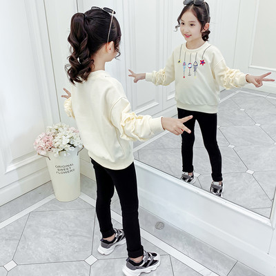 Μόδα παιδική μπλούζα με μπούκλες και στάμπα για κορίτσια