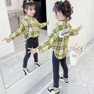 Παιδικό καρό πουκάμισο με κλασικό γιακά για κορίτσια