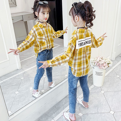 Παιδικό καρό πουκάμισο με κλασικό γιακά για κορίτσια