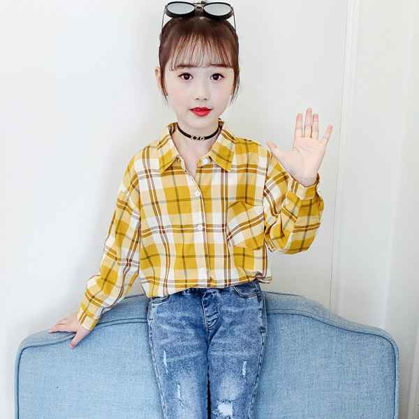 Παιδικό καρό πουκάμισο με κλασικό γιακά για κορίτσια