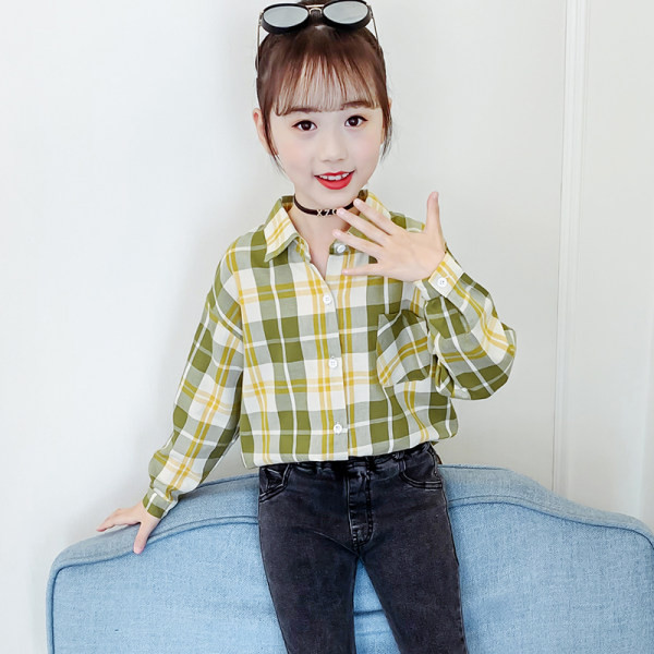 Παιδικό καρό πουκάμισο με κλασικό γιακά για κορίτσια